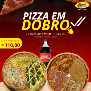 PIZZA EM DOBRO (2 PIZZAS DE 6 FATIAS+ 1 COCA 2 LITROS))