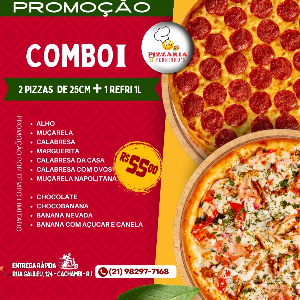 COMBO I: 2 Pizzas 25cm + 1 Refri 1L