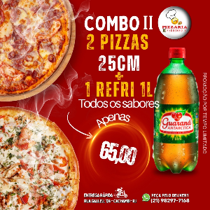 COMBO II: 2 Pizzas 25cm + 1 Refri 1L
