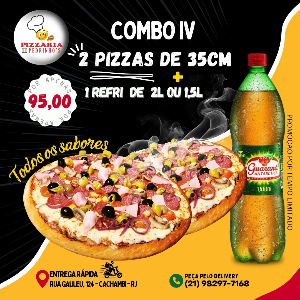 COMBO IV: 2 Pizzas 35cm + 1 Refri 2L ou 1, 5L
