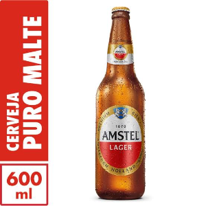 CERVEJA RETORNÁVEL AMSTEL LAGER PURO MALTE GARRAFA 600ML