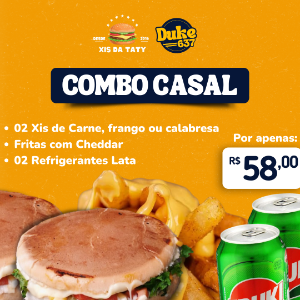Combo Casal xis + Fritas com cheddar+  2 latas