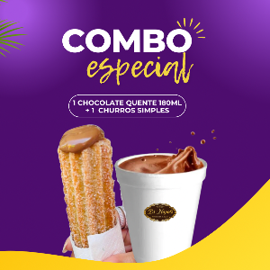COMBO: Chocolate quente 180ml + Churros simples