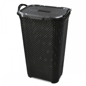 Cesto Rattan Preto Tampa Basculante