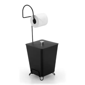 Lixeira 7L Black C/Suporte Papel Higiênico