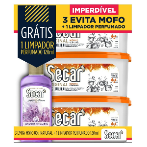 Combo Secar Desumidificador Natural 80g Gratis 1 Limpador Perfumado Lavanda 120ml