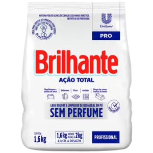 Detergente em Po Brilhante 1, 6kg Sem Perfume