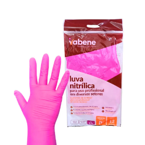 Luva Nitrilica Rosa - M Vabene