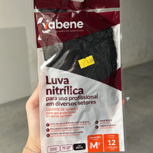 Luva Nitrilica Preta  - M Vabene