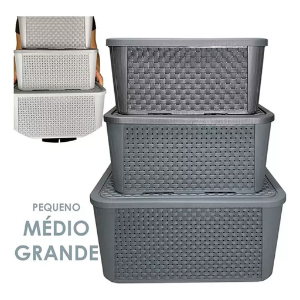 Organizador 3Peças Cinza de 5, 8L - 8, 8L - 17L