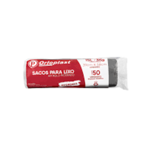 SACO DE LIXO PRETO 15L X 50UN (39cmx58cm) RF ORLEPLAST