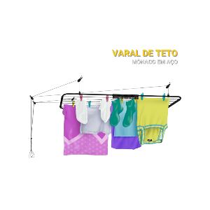 VARAL DE TETO ACO  1MT X 0, 56CM PRETO SECALUX